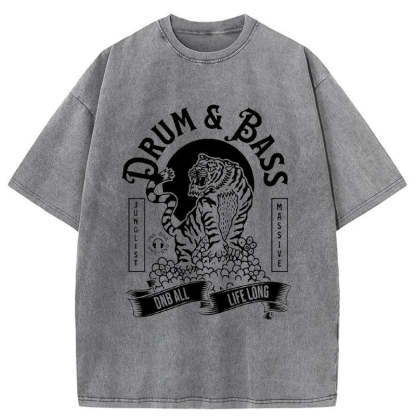 Tokyo-Assassin Drum & Bass Tiger Washed T-Shirt-Tokyo-Assassin