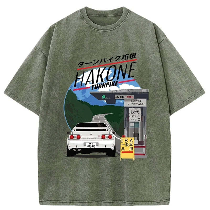 Tokyo-Assassin Hakone Nissan Skyline R32 JDM Washed T-Shirt-Tokyo-Assassin