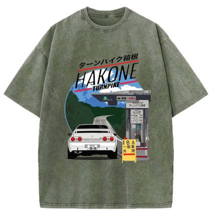 Tokyo-Assassin Hakone Nissan Skyline R32 JDM Washed T-Shirt-Tokyo-Assassin