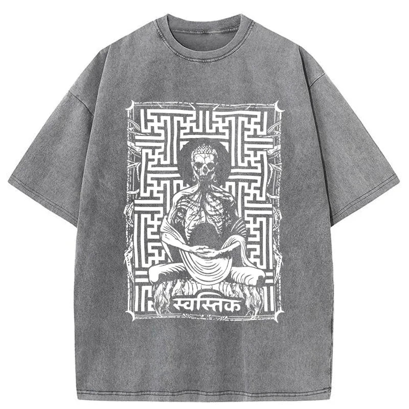 Tokyo-Assassin Sayagata Buddha Graphic Washed T-Shirt-Tokyo-Assassin