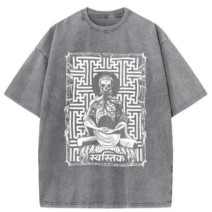 Tokyo-Assassin Sayagata Buddha Graphic Washed T-Shirt-Tokyo-Assassin