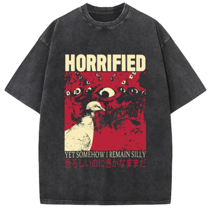 Tokyo-Assassin Horrified Pigeon Vintage Washed T-Shirt-Tokyo Assassin
