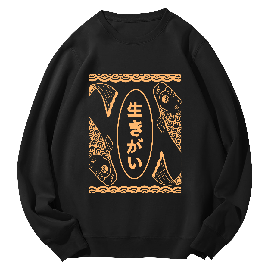 Japanese Seafood Round Neck Sweatshirt-Zazasy