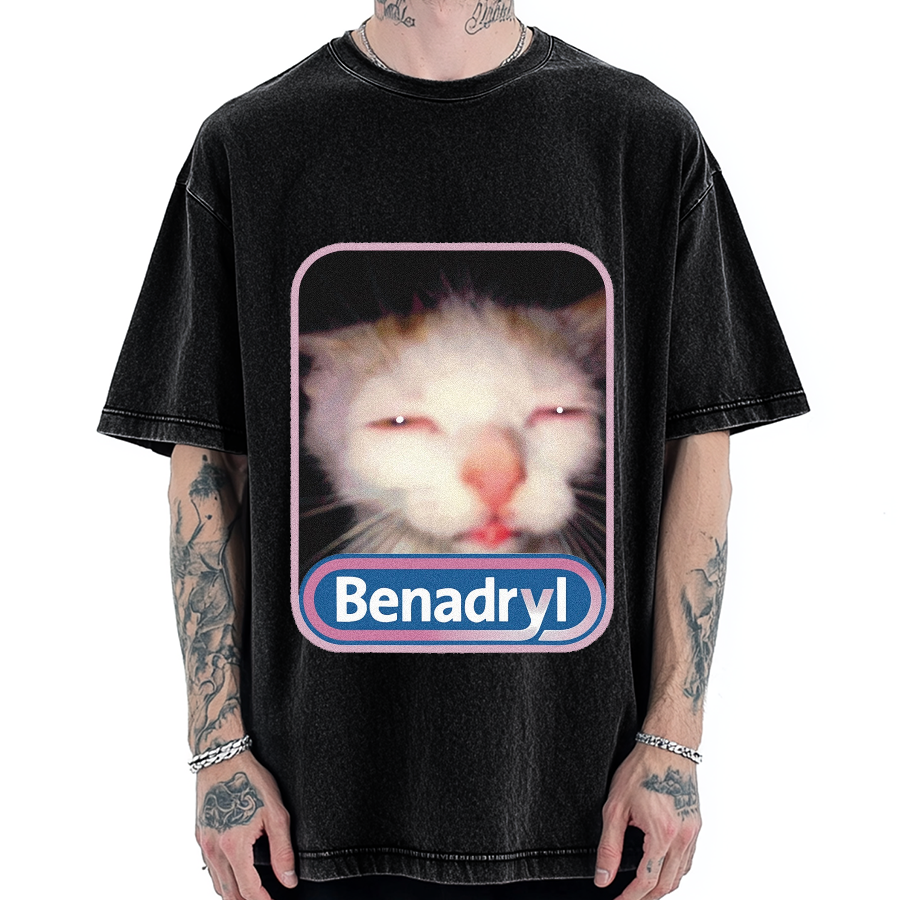 Benadryl Cat Meme Vintage Washed T-shirt
