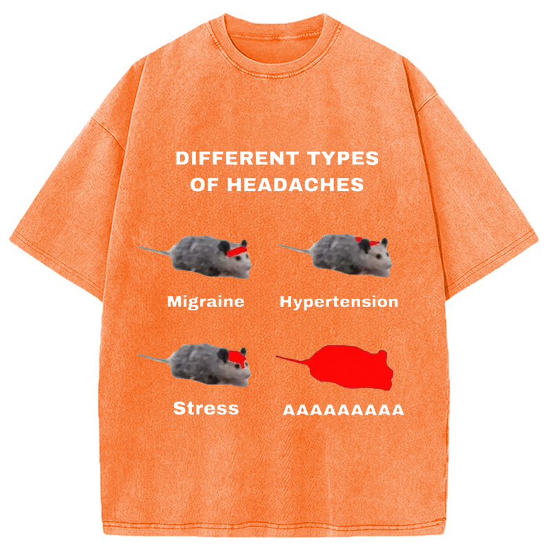 Tokyo-Assassin Different Types Of Headaches Washed T-Shirt-Tokyo Assassin