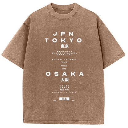 Tokyo-Assassin Tokyo and Osaka City District Washed T-Shirt-Tokyo Assassin