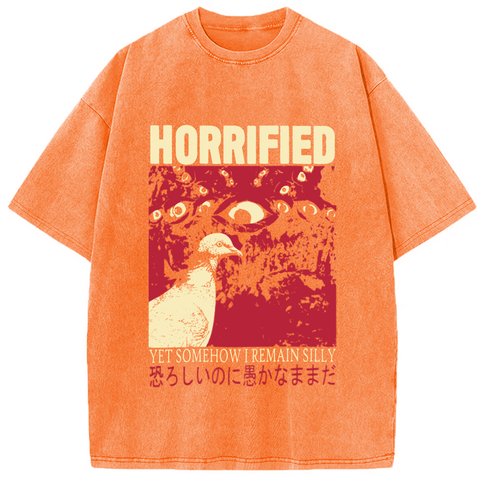 Tokyo-Assassin Horrified Pigeon Vintage Washed T-Shirt-Tokyo Assassin