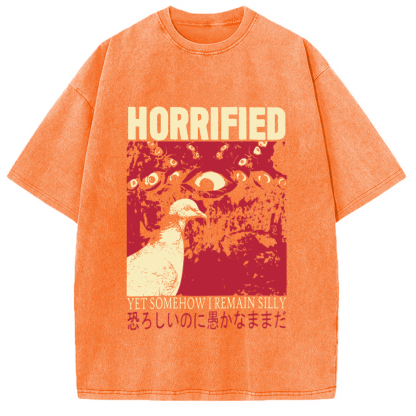 Tokyo-Assassin Horrified Pigeon Vintage Washed T-Shirt-Tokyo Assassin
