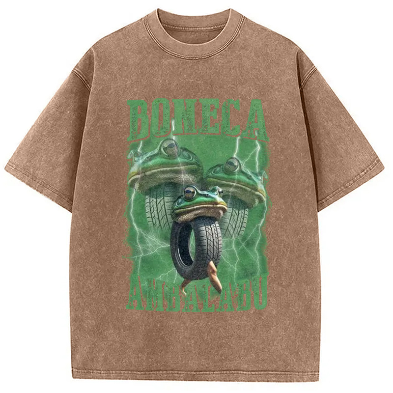 Tokyo-Assassin Boneca Ambalabu Meme Washed T-Shirt-Tokyo-Assassin