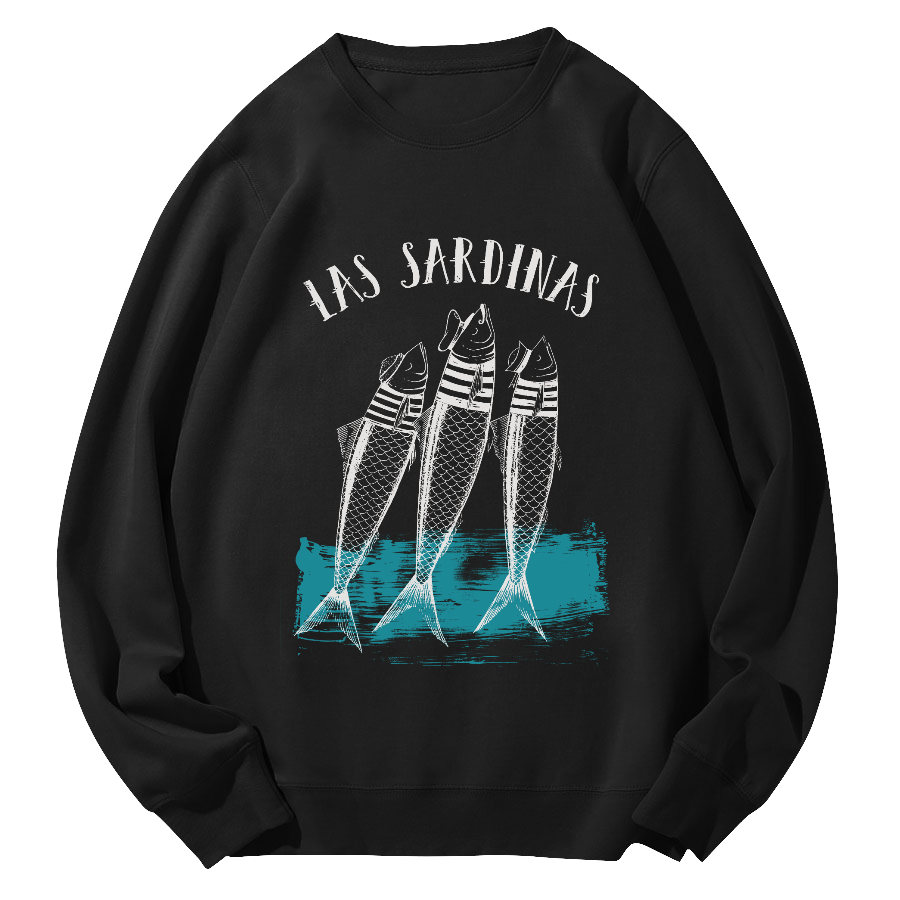 Las Sardinas  Round Neck Sweatshirt-Zazasy