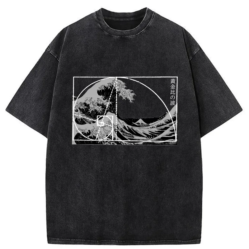 Tokyo-Assassin Golden Ratio Wave Washed T-Shirt-Tokyo-Assassin