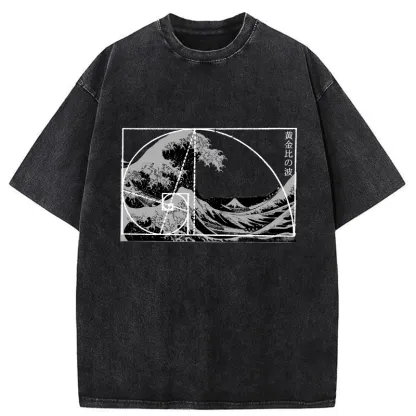 Tokyo-Assassin Golden Ratio Wave Washed T-Shirt-Tokyo-Assassin
