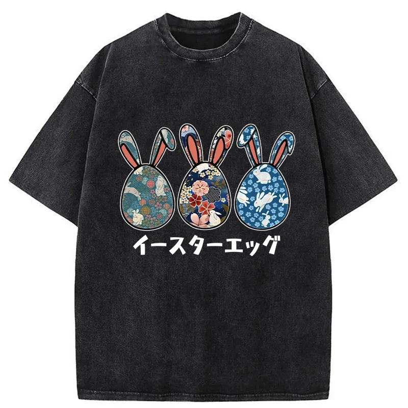 Tokyo-Assassin Cute Easter Egg Washed T-Shirt-Tokyo-Assassin