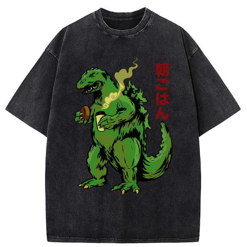 Tokyo-Assassin Monsters Eating Breakfast Washed T-Shirt-Tokyo-Assassin