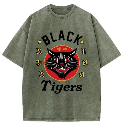 Tokyo-Assassin Japanese Black Tigers Washed T-Shirt-Tokyo-Assassin