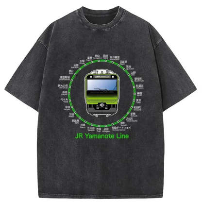 Tokyo-Assassin JR Yamanote Line Train Washed T-Shirt-Tokyo Assassin