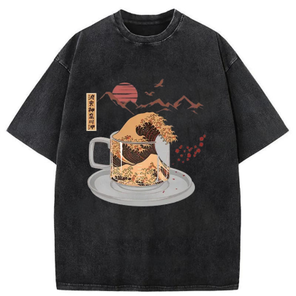 Tokyo-Assassin Vintage Coffee Wave Japan Washed T-Shirt-Tokyo-Assassin