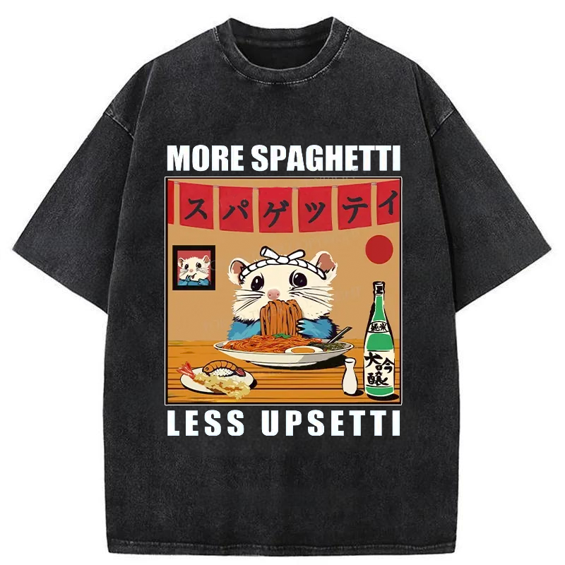 Tokyo-Assassin More Spaghetti Less Upsetti Hamster Washed T-Shirt-Tokyo-Assassin