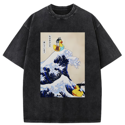 Tokyo-Assassin Samurai Duck And Sumo Duck Washed T-Shirt-Tokyo-Assassin