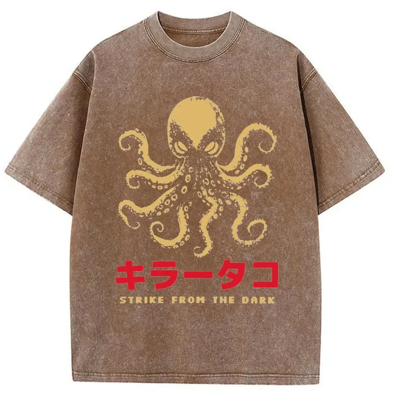 Tokyo-Assassin Japanese Killer Octopus Washed T-Shirt-Tokyo-Assassin