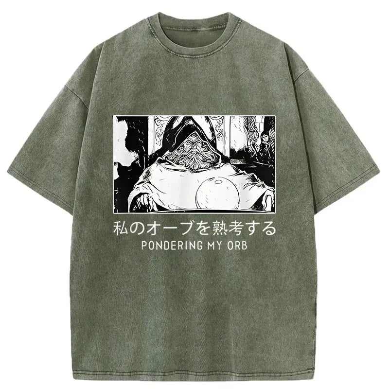 Tokyo-Assassin A Wizard Thinking Japanese Washed T-Shirt-Tokyo-Assassin