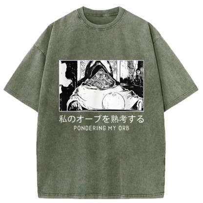 Tokyo-Assassin A Wizard Thinking Japanese Washed T-Shirt-Tokyo-Assassin