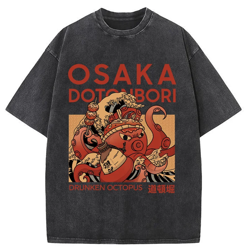 Tokyo-Assassin Osaka Octopus Monster Washed T-Shirt-Tokyo-Assassin