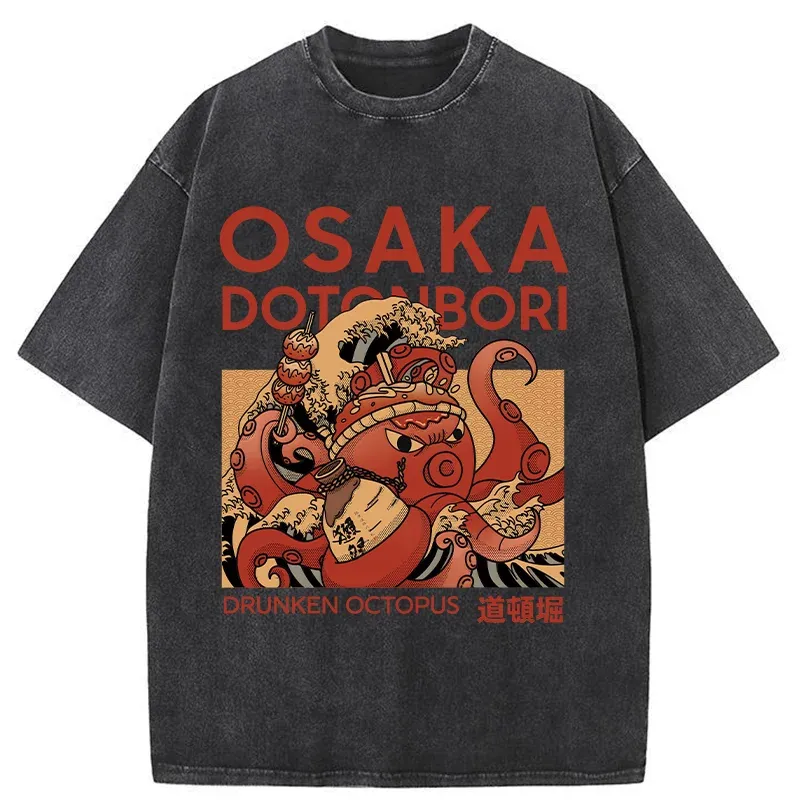 Tokyo-Assassin Osaka Octopus Monster Washed T-Shirt-Tokyo-Assassin
