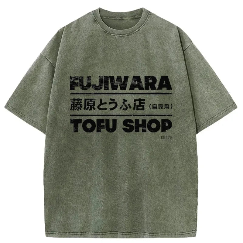 Tokyo-Assassin Fujiwara Tofu Shop Washed T-Shirt-Tokyo-Assassin