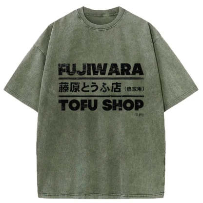 Tokyo-Assassin Fujiwara Tofu Shop Washed T-Shirt-Tokyo-Assassin