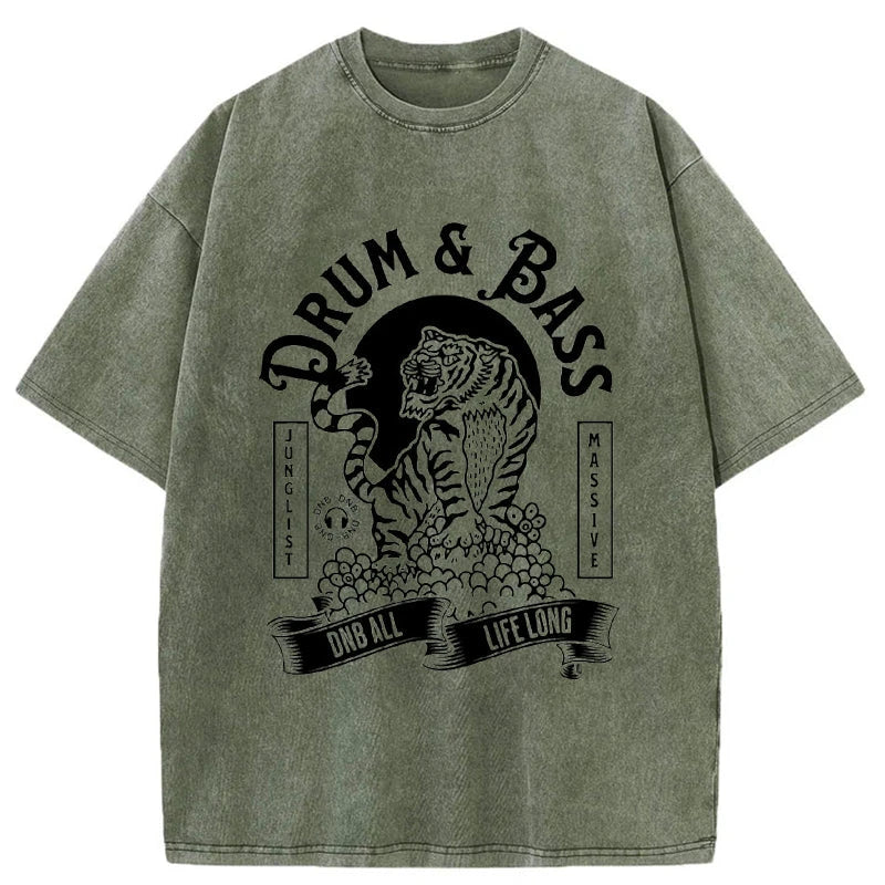 Tokyo-Assassin Drum & Bass Tiger Washed T-Shirt-Tokyo-Assassin