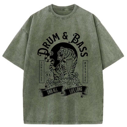 Tokyo-Assassin Drum & Bass Tiger Washed T-Shirt-Tokyo-Assassin