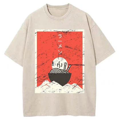 Tokyo-Assassin Vintage Japanese Anime Ramen Washed T-Shirt-Tokyo-Assassin