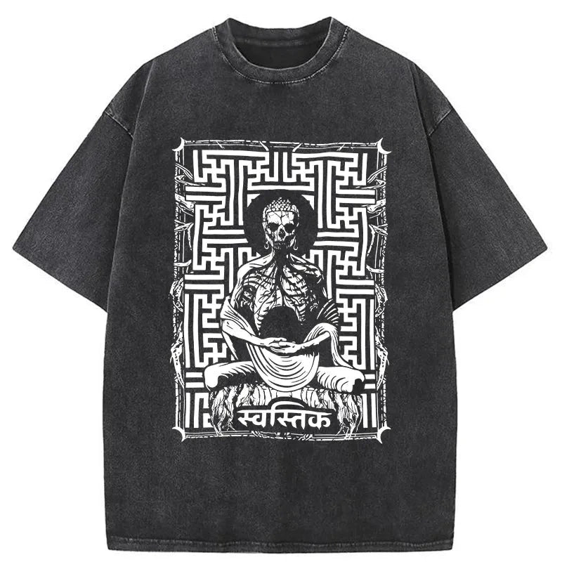 Tokyo-Assassin Sayagata Buddha Graphic Washed T-Shirt-Tokyo-Assassin