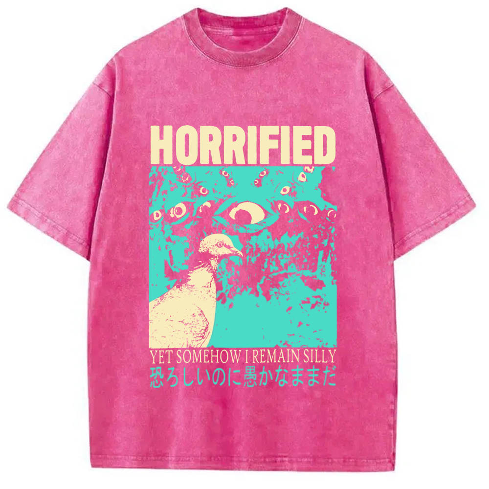 Tokyo-Assassin Horrified Pigeon Vintage Washed T-Shirt-Tokyo Assassin