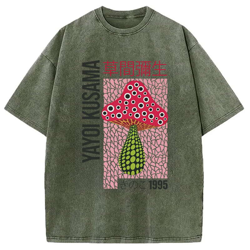 Tokyo-Assassin Artistic Creation Pink Mushroom Washed T-Shirt-Tokyo-Assassin
