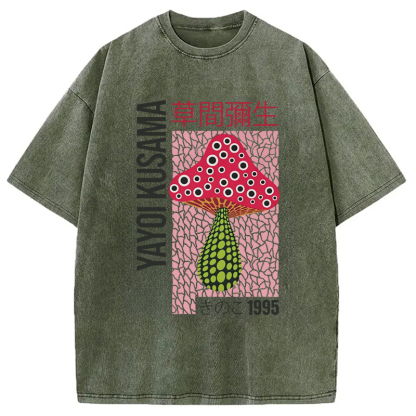 Tokyo-Assassin Artistic Creation Pink Mushroom Washed T-Shirt-Tokyo-Assassin