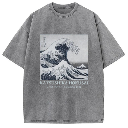 Tokyo-Assassin Japanese Great Wave Washed T-Shirt-Tokyo-Assassin