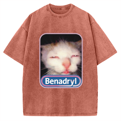 Benadryl Cat Meme Vintage Washed T-shirt