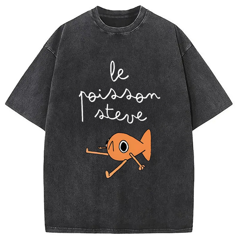Tokyo-Assassin Le Poisson Steve Funny Meme  Washed T-Shirt-Tokyo-Assassin