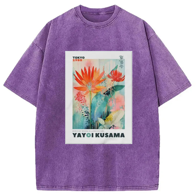 Tokyo-Assassin YAYOI KUSAMA Adult Staple Washed T-Shirt-Tokyo-Assassin