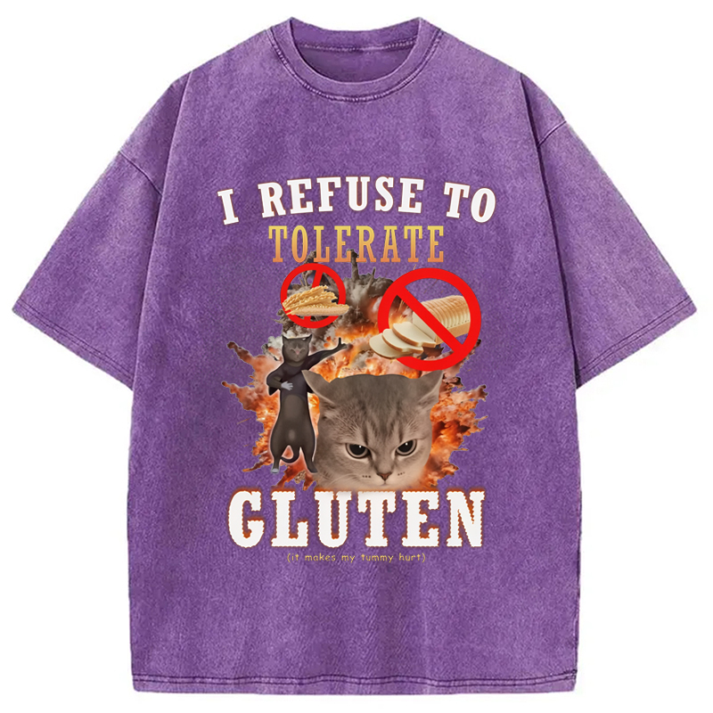 Tokyo-Assassin I Refuse to Tolerate Gluten Washed T-Shirt-Tokyo-Assassin