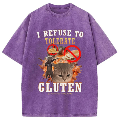 Tokyo-Assassin I Refuse to Tolerate Gluten Washed T-Shirt-Tokyo-Assassin