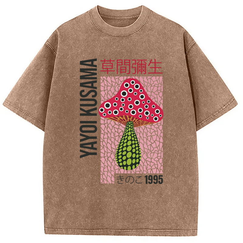 Tokyo-Assassin Artistic Creation Pink Mushroom Washed T-Shirt-Tokyo-Assassin