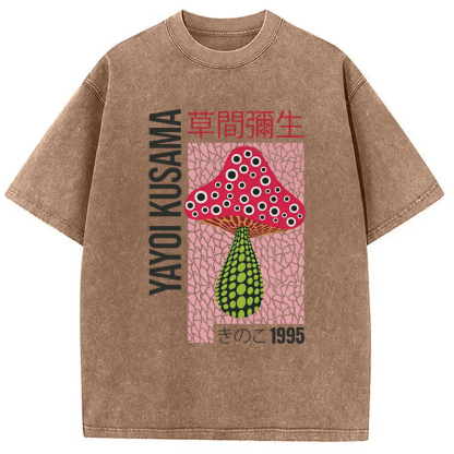 Tokyo-Assassin Artistic Creation Pink Mushroom Washed T-Shirt-Tokyo-Assassin