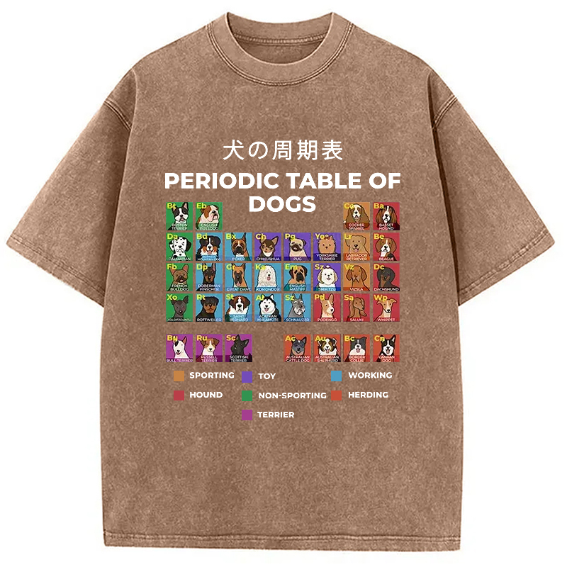 Tokyo-Assassin Periodic Table Of Dogs Washed T-Shirt-Tokyo-Assassin