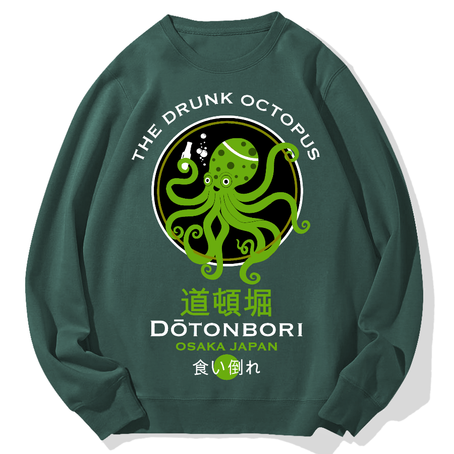 Dotonbori Octopus(Green) Geek Cotton Sweatshirt