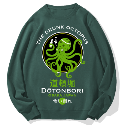 Dotonbori Octopus(Green) Geek Cotton Sweatshirt