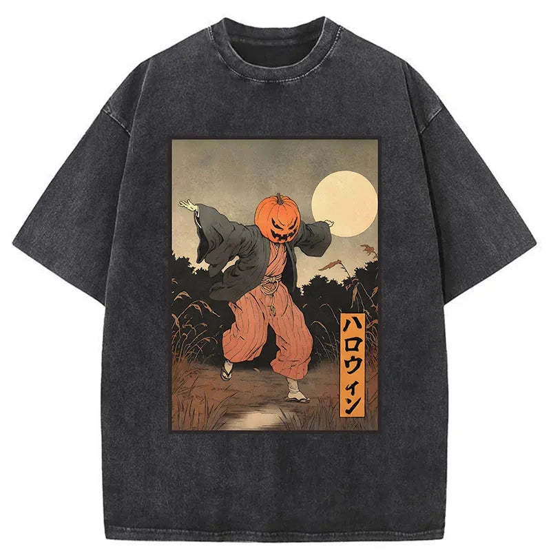 Tokyo-Assassin Japanese Pumpkin Monster Washed T-Shirt-Tokyo Assassin