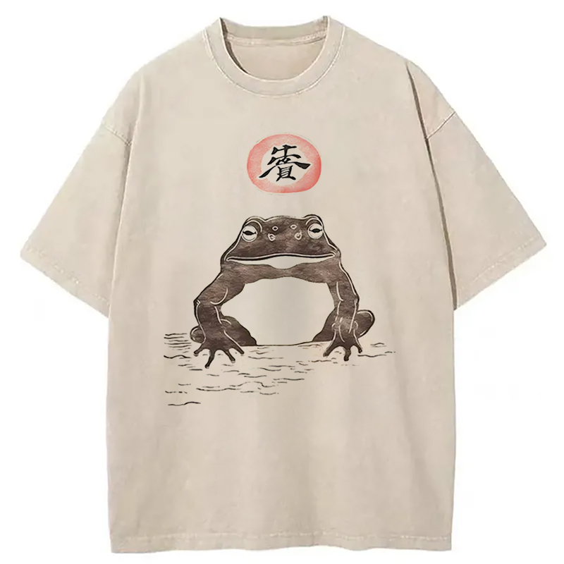 Tokyo-Assassin Frog Japanese Art Vintage Washed T-Shirt-Tokyo-Assassin